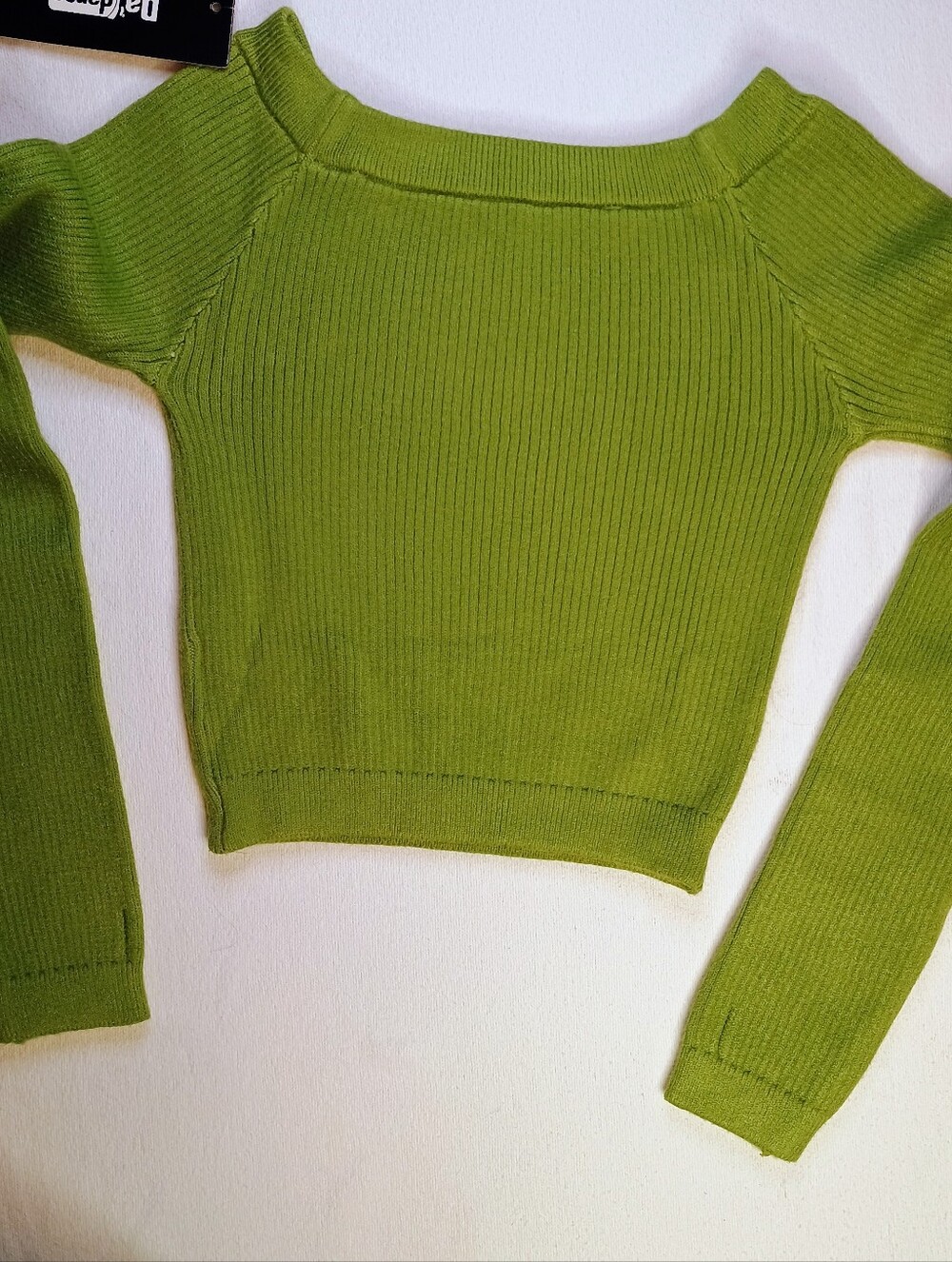 Olive Green Ribbed Cropped Dance Sweater Youth 10-11 Year New Da'Dance New